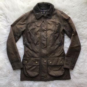 Barbour Beadnell Waxed Cotton Jacket Size 4
